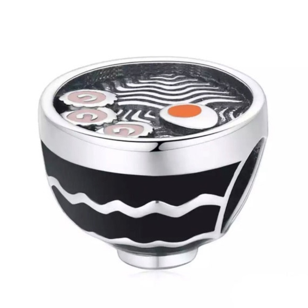 Ramen Noodles Bowl Charm, S925 Sterling Silver Charm for Charm Bracelets